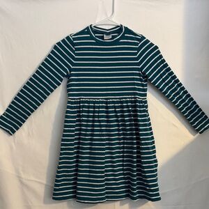 Hanna Andersson Green and White Striped Casual Dress